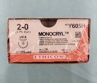 Ethicon Monocryl Suture 2-0 UR-6 Y605H Expiration 2027
