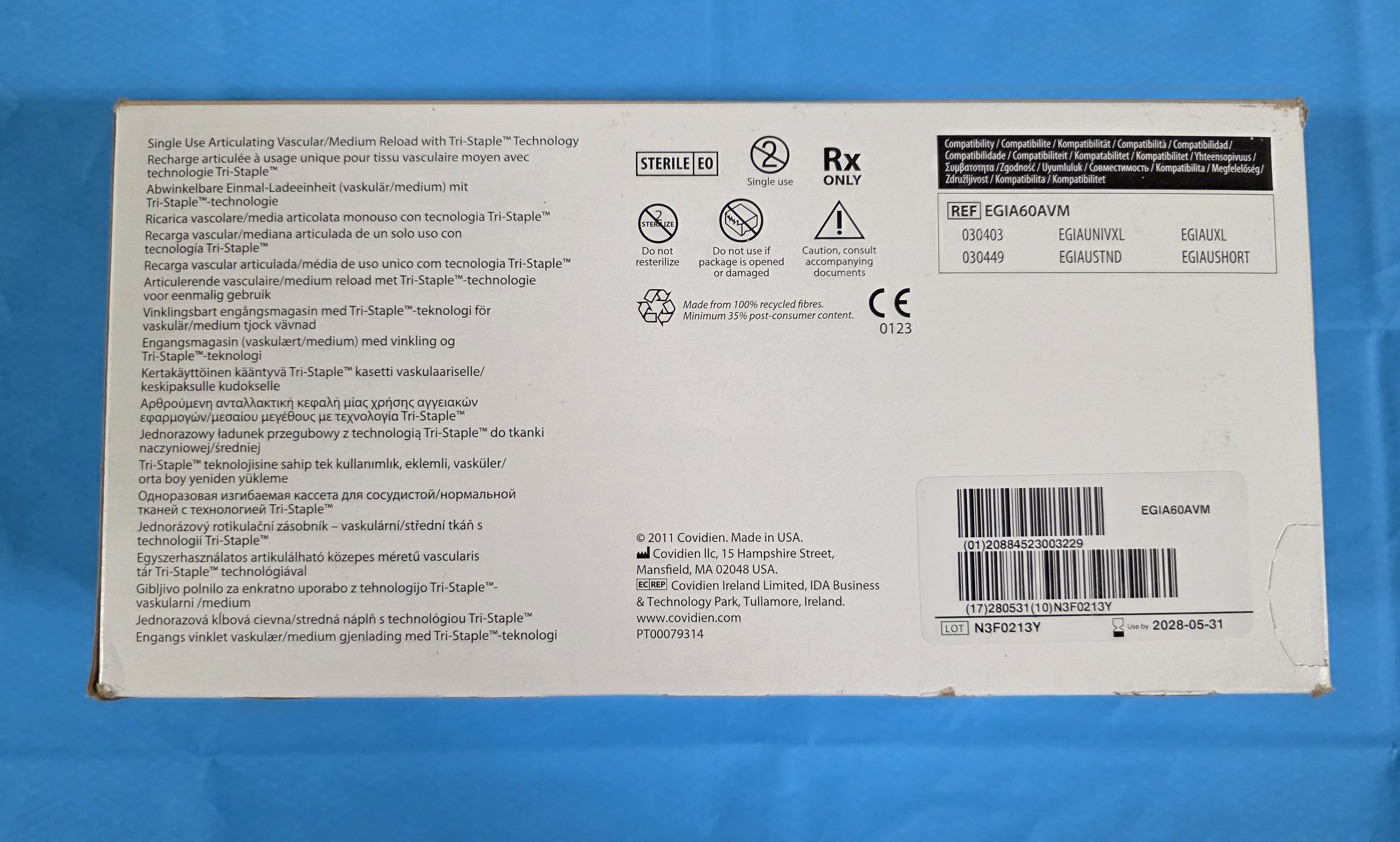 COVIDIEN Endo GIA Articulating Reload 60mm EGIA60AVM (2028)