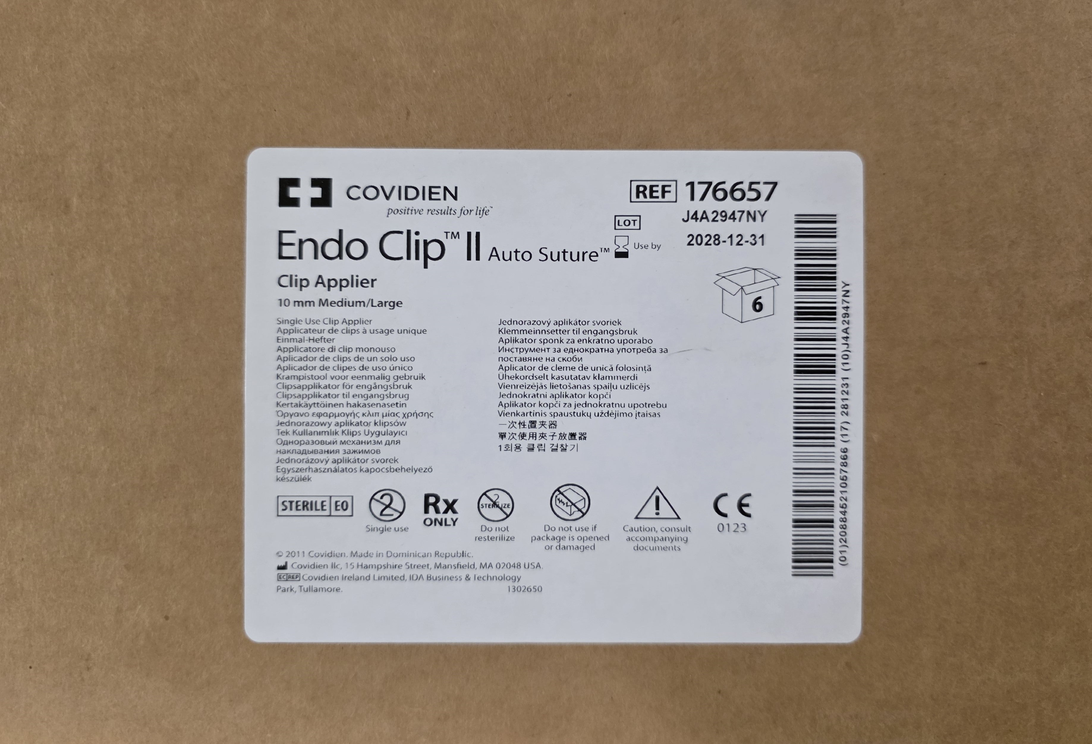 COVIDIEN Endo Clip II Auto Suture Clip Applier 176657 (Case of 6)